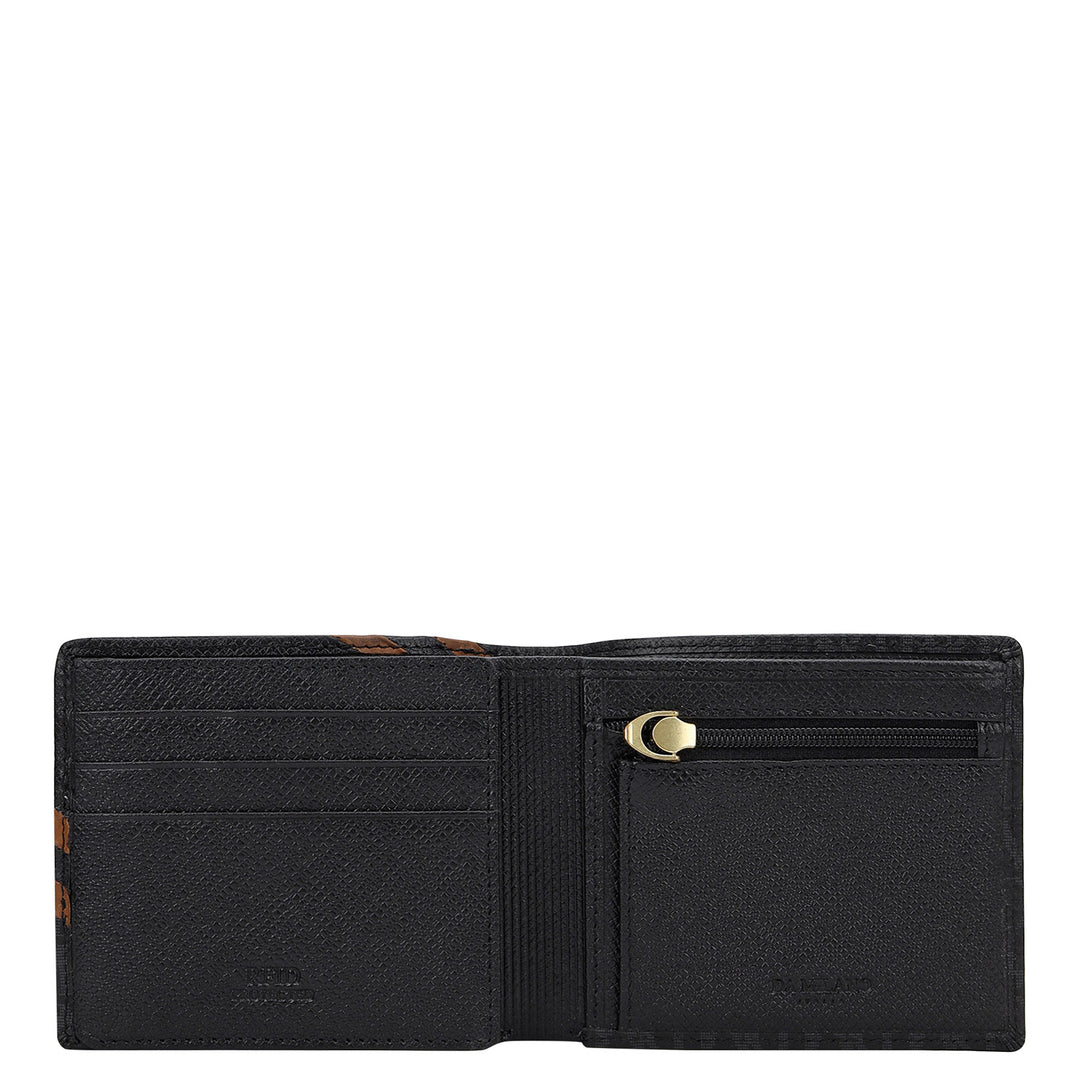 Monogram Bifold Men's Wallet - Black & Tan