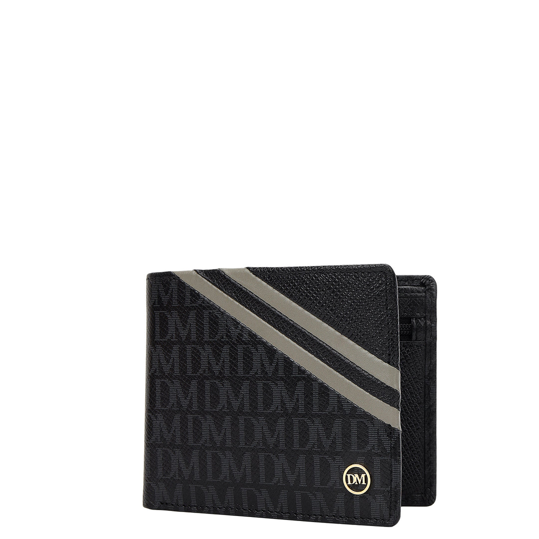 Monogram Bifold Men's Wallet - Black & Grey