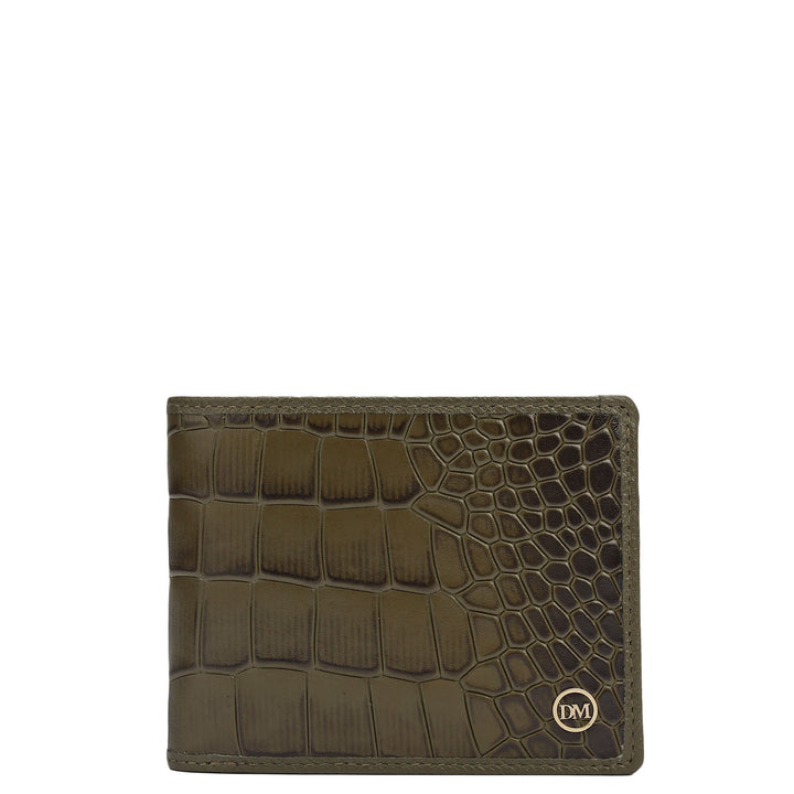 Military Green Bifold Leather Mens Wallet