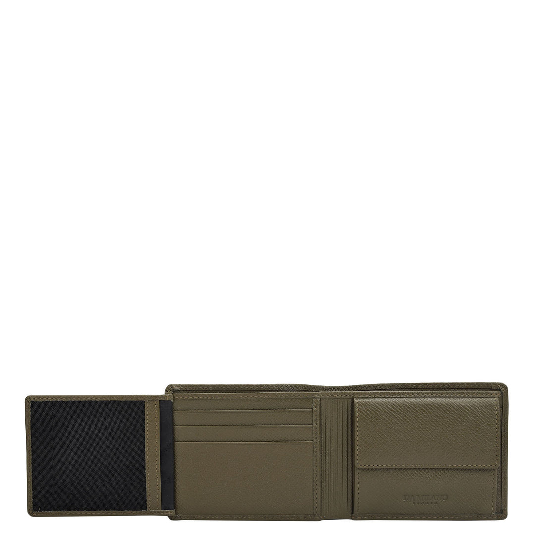 Military Green Bifold Leather Mens Wallet