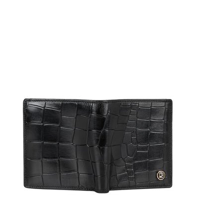 Croco Leather Mens Wallet - Black