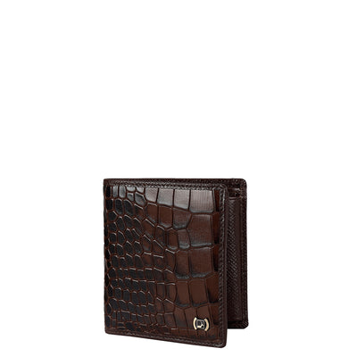 Croco Leather Mens Wallet - Brown
