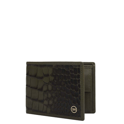Military Green Bifold Leather Mens Wallet