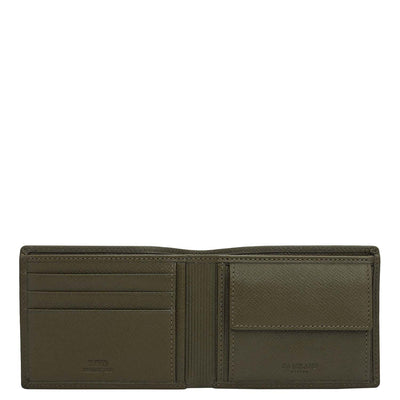 Military Green Bifold Leather Mens Wallet