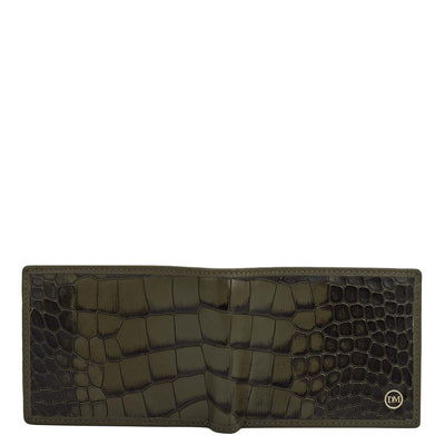 Military Green Bifold Leather Mens Wallet