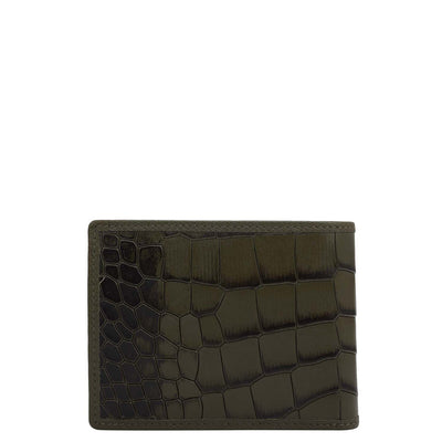 Military Green Bifold Leather Mens Wallet