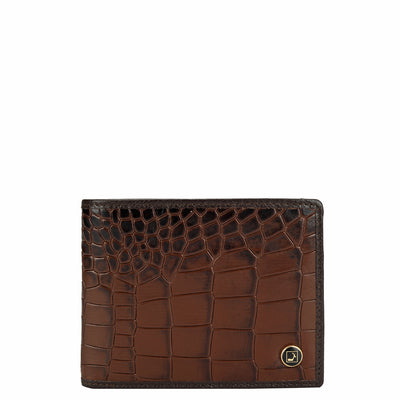 Croco Leather Mens Wallet - Brown