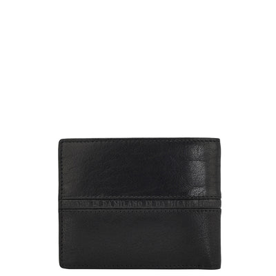 Elephant Pattern Leather Mens Wallet - Black