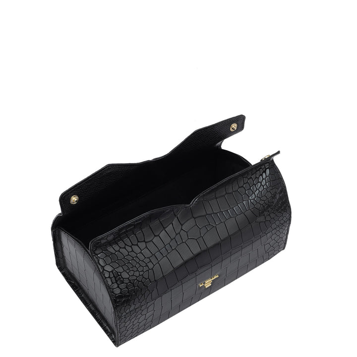 Croco Leather Napkin Case - Black