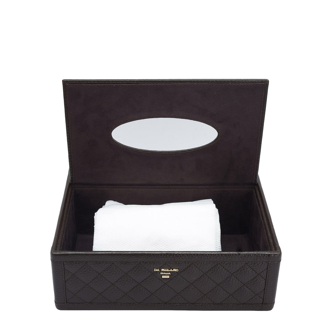 Quilting Wax Leather Napkin Case - Chocolate