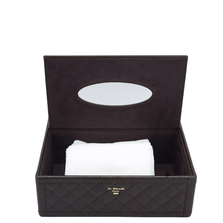 Quilting Wax Leather Napkin Case - Chocolate