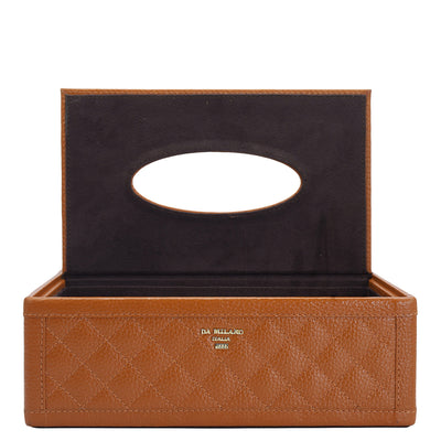 Quilting Wax Leather Napkin Case - Orange