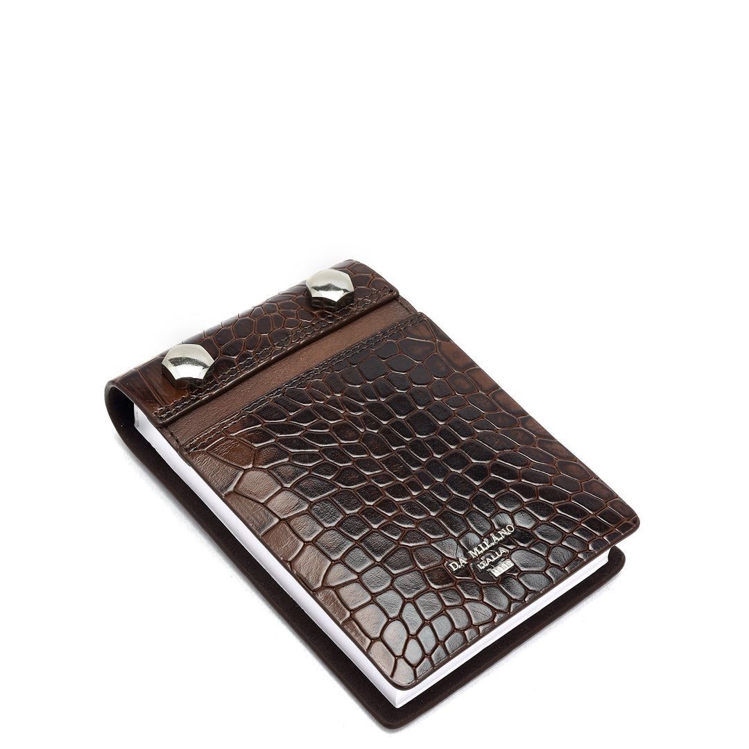 Croco Leather Notepad - Brown