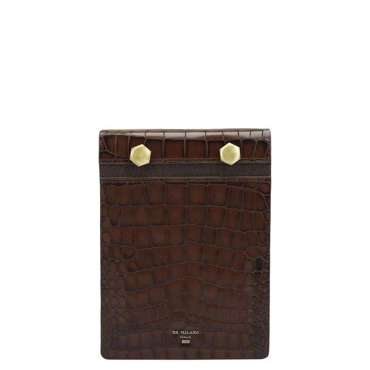 Croco Leather Notepad - Brown