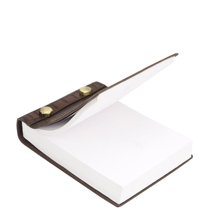 Croco Leather Notepad - Brown
