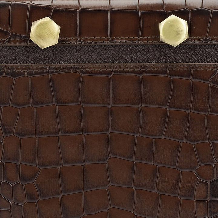 Croco Leather Notepad - Brown
