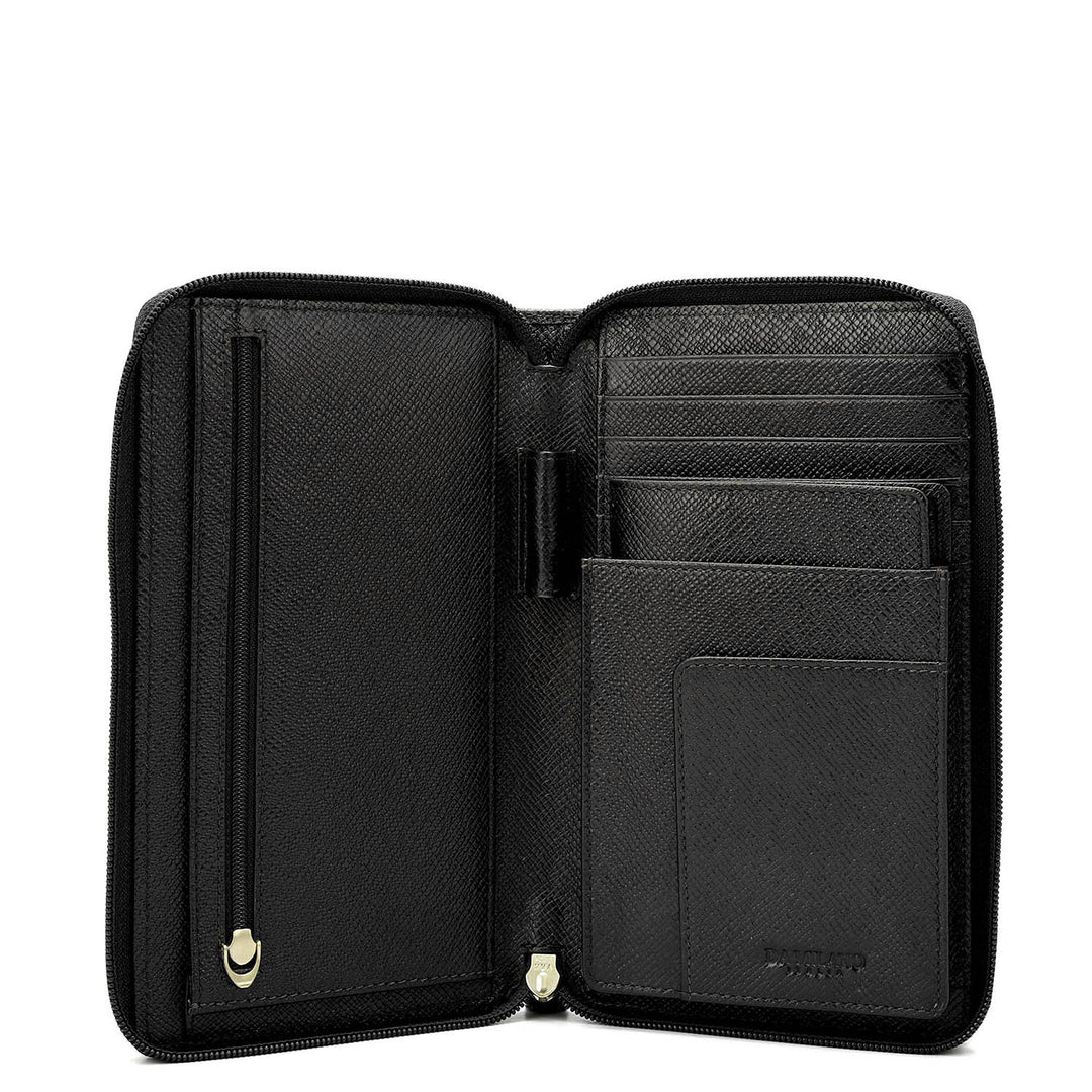 Croco Leather Passport Case - Black