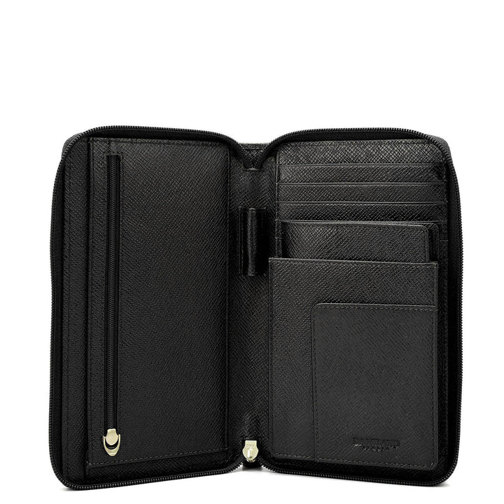Croco Leather Passport Case - Black