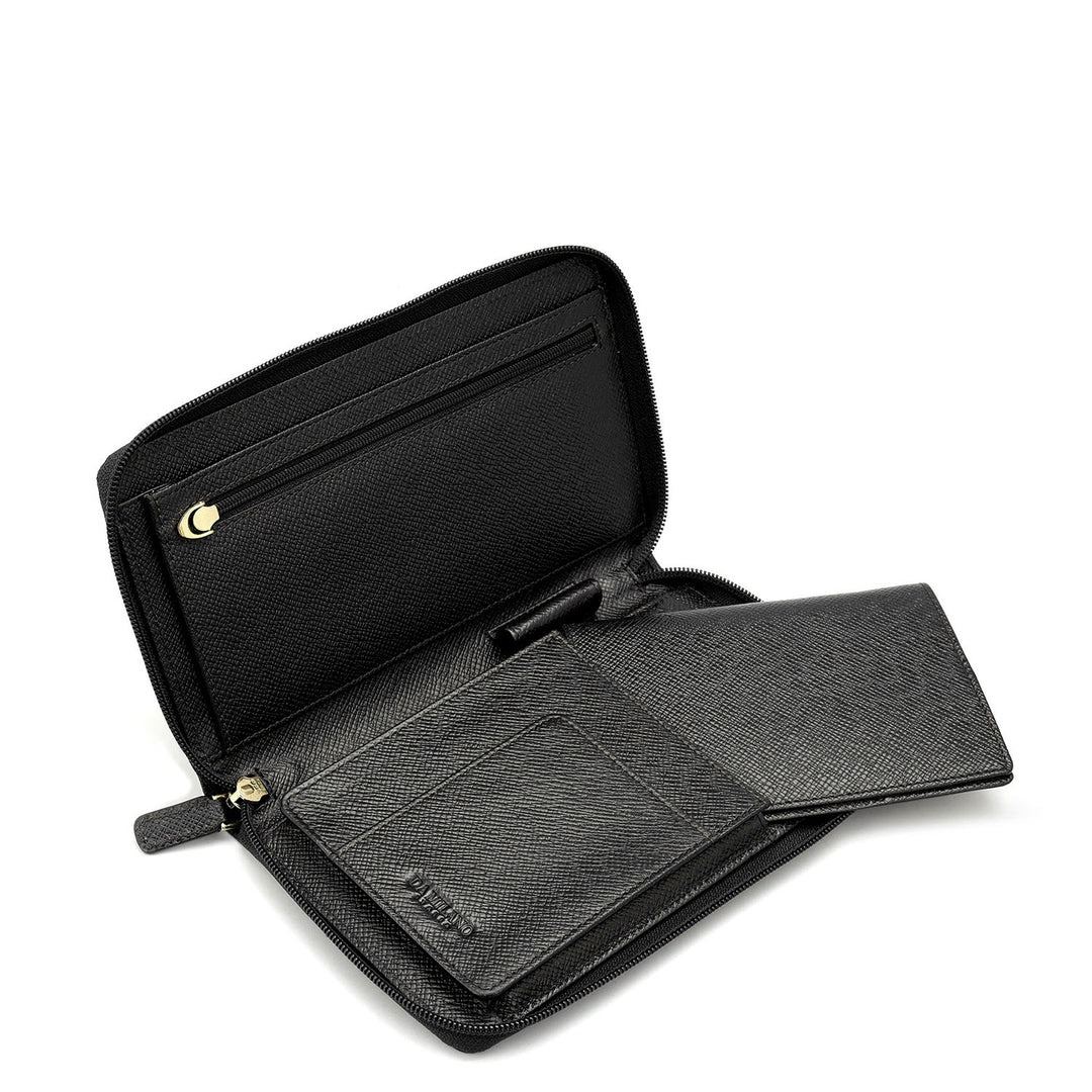 Croco Leather Passport Case - Black