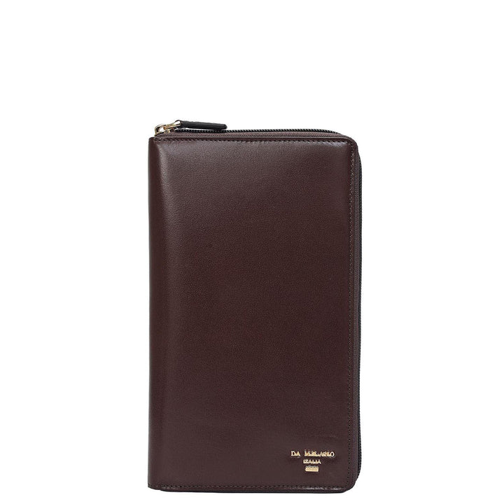 Plain Leather Passport Case - Brown