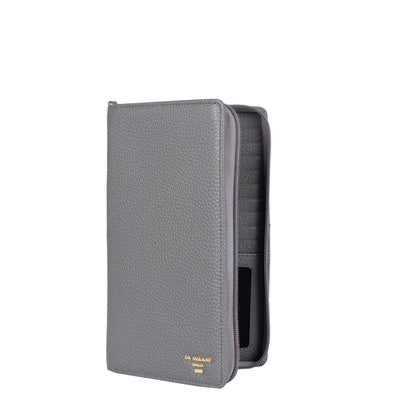 Wax Leather Passport Case - Grey