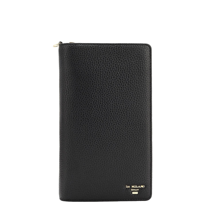 Wax Leather Passport Case - Black