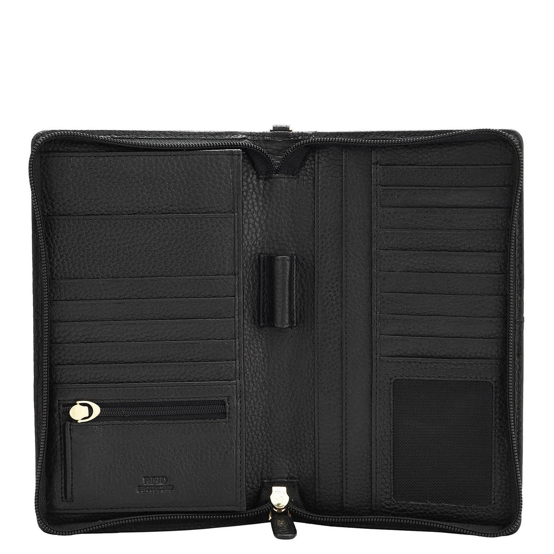 Wax Leather Passport Case - Black