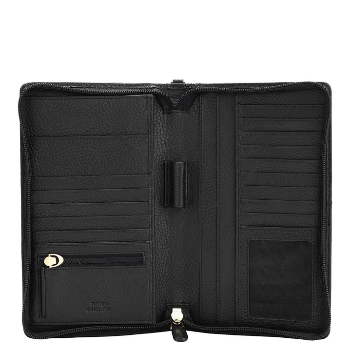 Wax Leather Passport Case - Black
