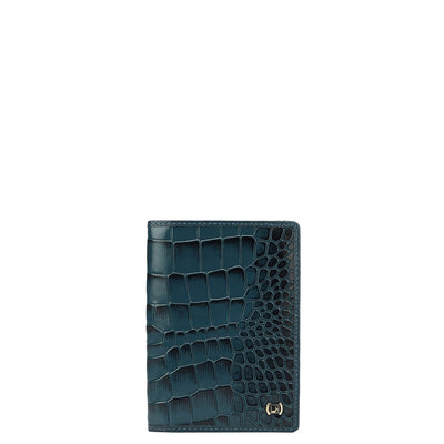 Croco Leather Passport Case - Ocean