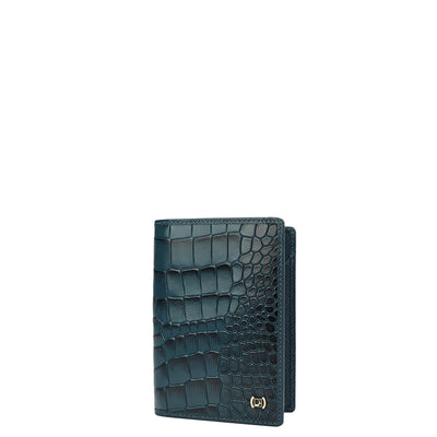 Croco Leather Passport Case - Ocean