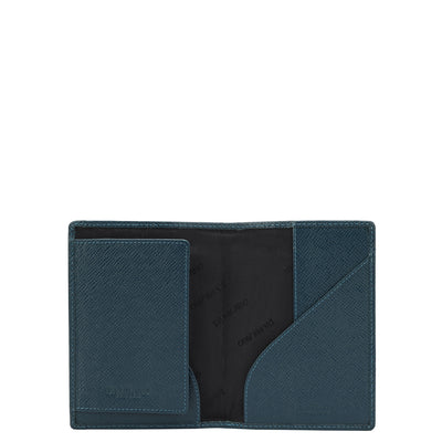 Croco Leather Passport Case - Ocean