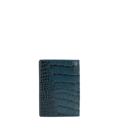 Croco Leather Passport Case - Ocean