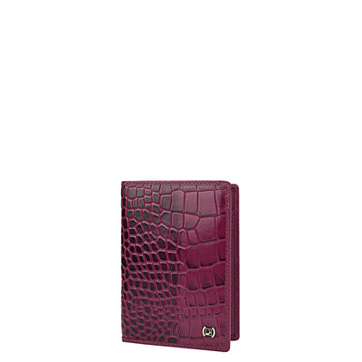 Croco Leather Passport Case - Orchid