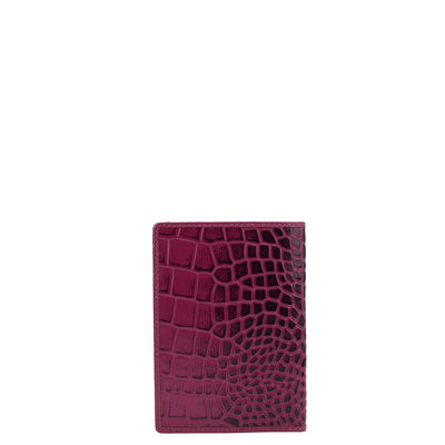 Croco Leather Passport Case - Orchid