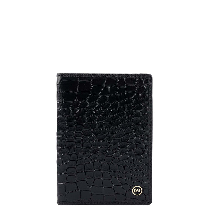 Croco Leather Passport Case - Black