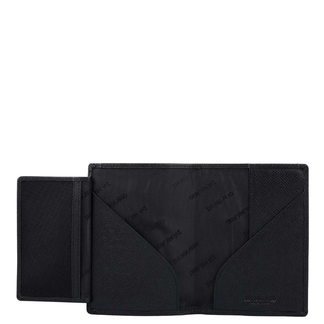Croco Leather Passport Case - Black