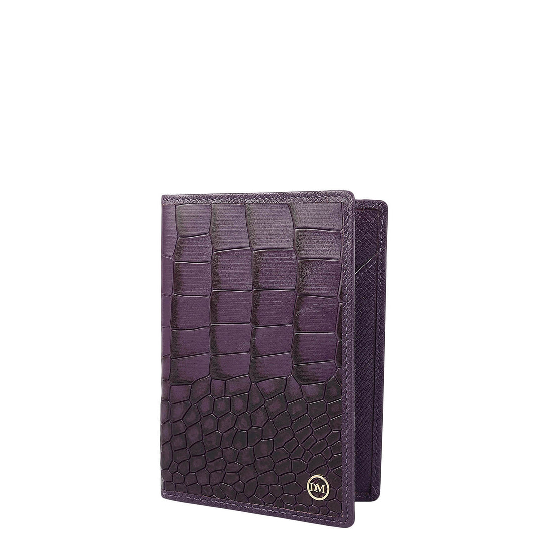 Croco Leather Passport Case - Grapevine