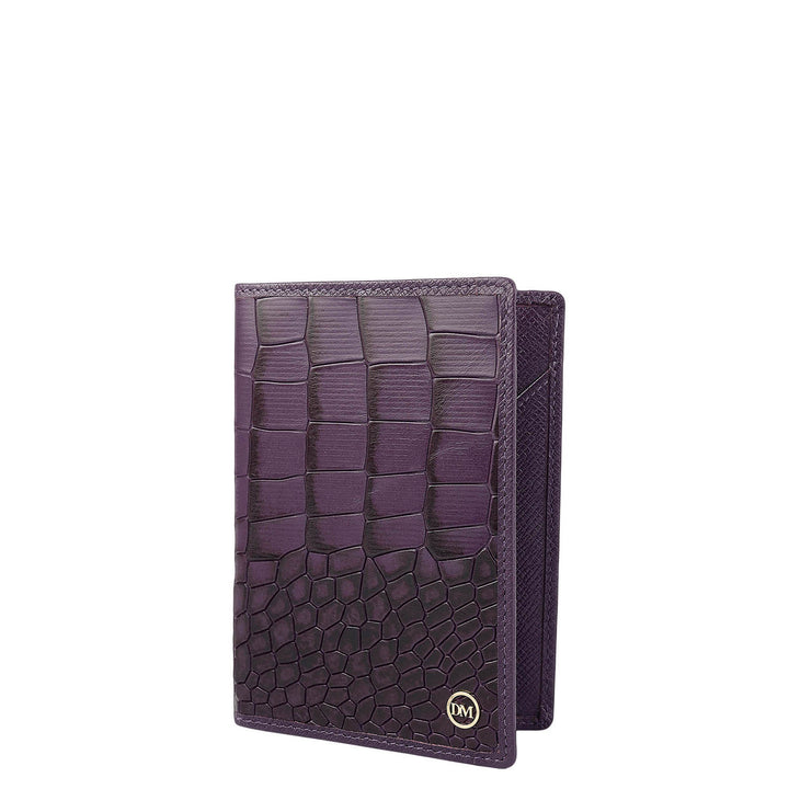 Croco Leather Passport Case - Grapevine