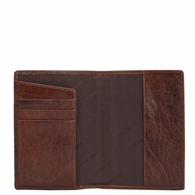 Elephant Pattern Leather Passport Case - Brown
