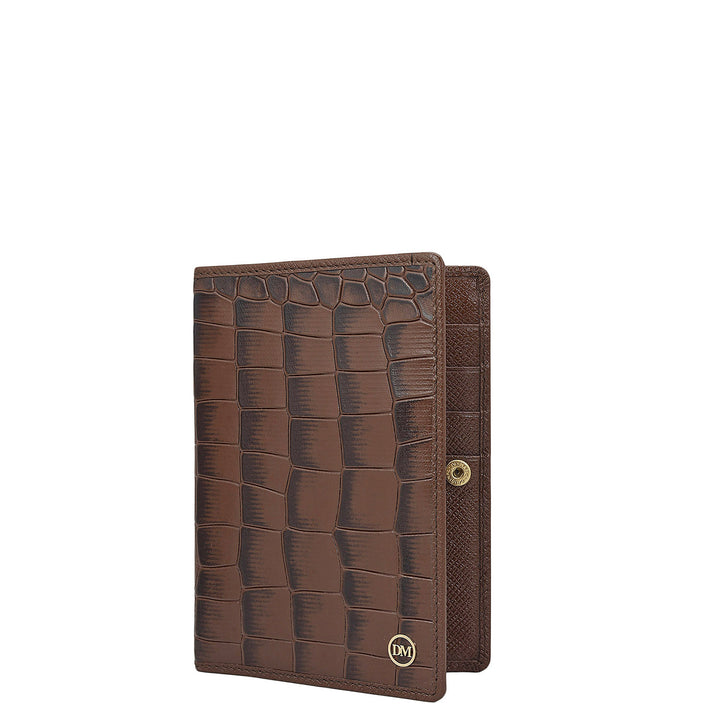 Croco Leather Passport Case - Brown