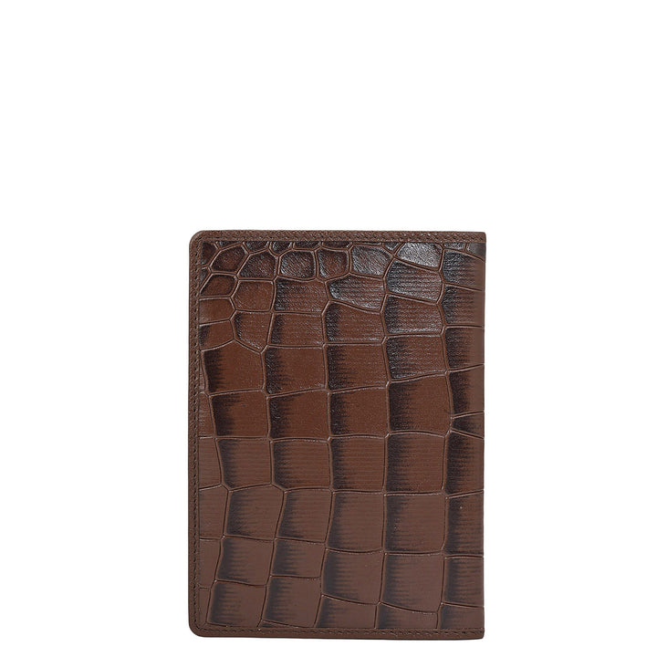Croco Leather Passport Case - Brown