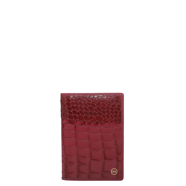 Croco Leather Passport Case - Plumberry