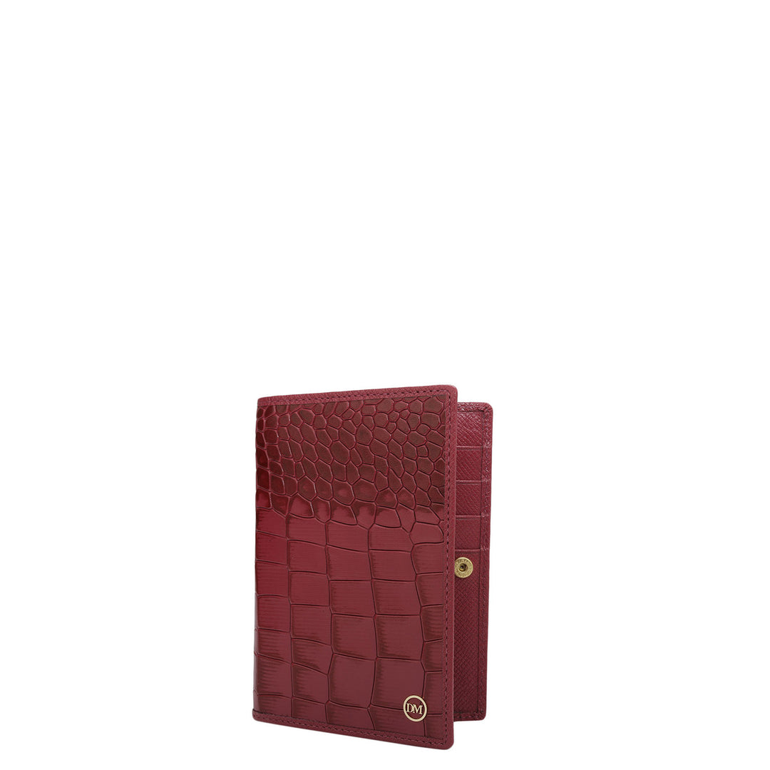 Croco Leather Passport Case - Plumberry