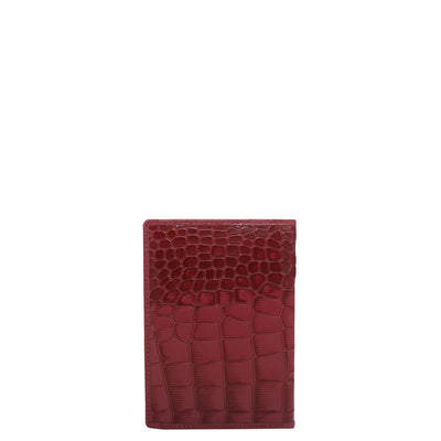 Croco Leather Passport Case - Plumberry
