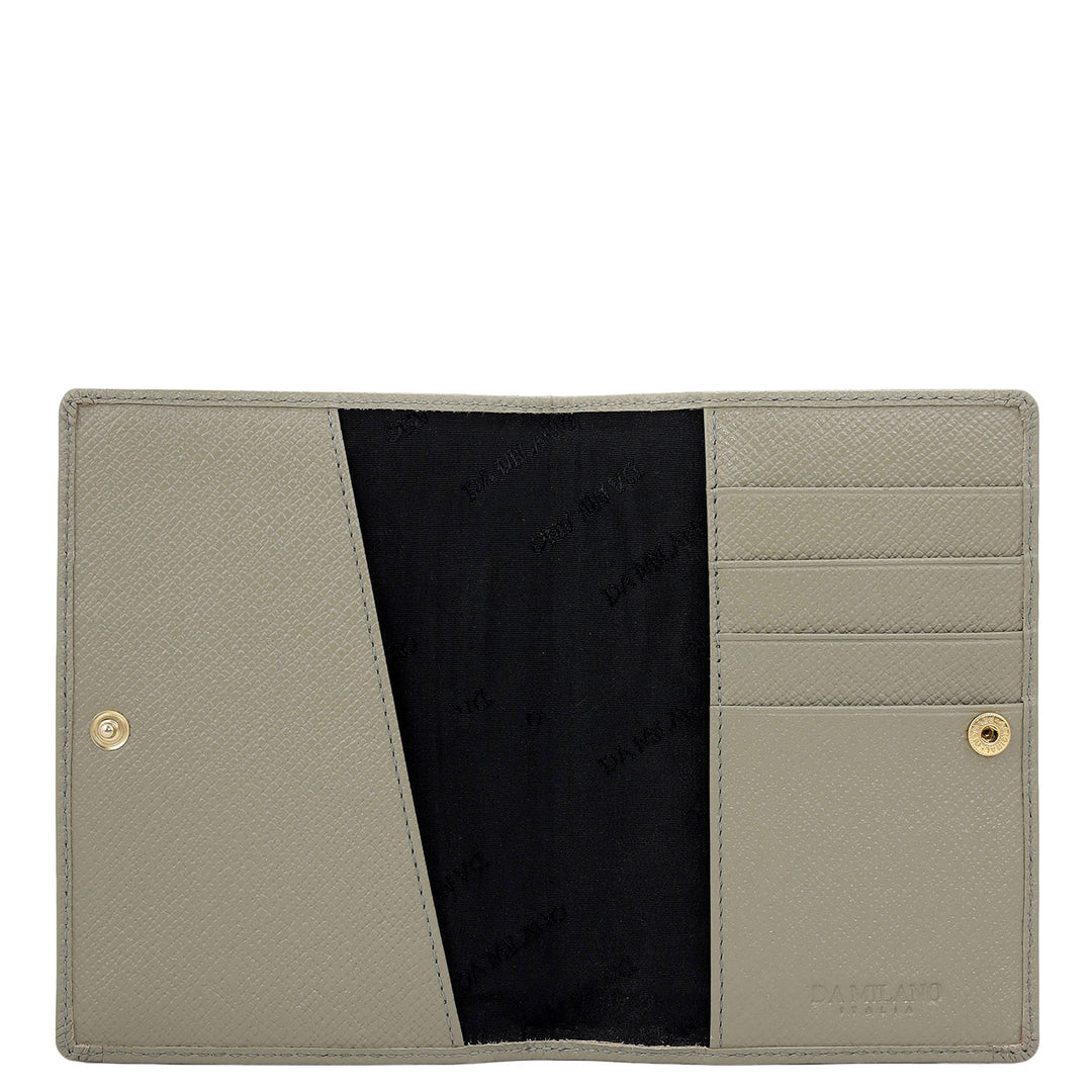 Croco Leather Passport Case - Stone Grey