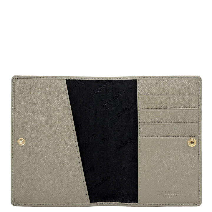 Croco Leather Passport Case - Stone Grey