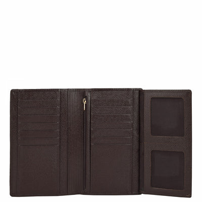 Monogram Franzy Leather Passport Case - Chocolate