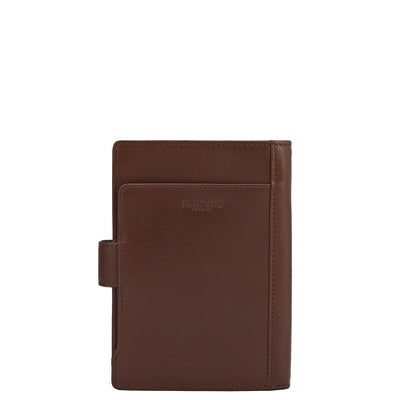 Plain Leather Passport Case - Brown