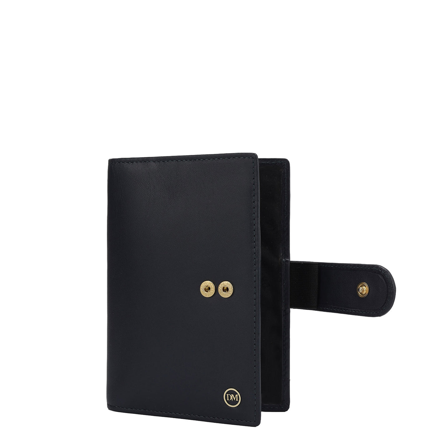 Plain Leather Passport Case - Navy