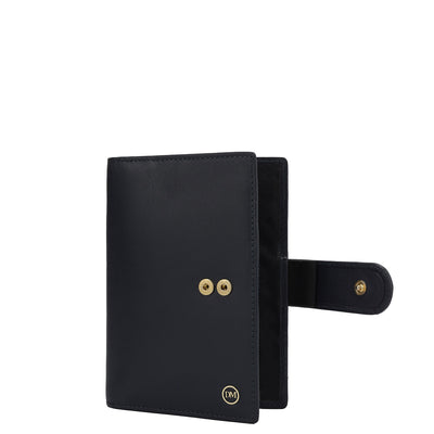 Plain Leather Passport Case - Navy
